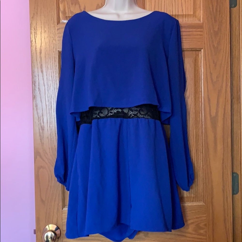 Blue, long sleeved romper